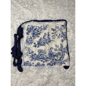 Exclusive Screen Print Spectrum Fabric Blue Toile Unfinished Pillow Project Trim